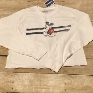 Disney White Long Sleeve Kids Tee with Mickey Mouse
